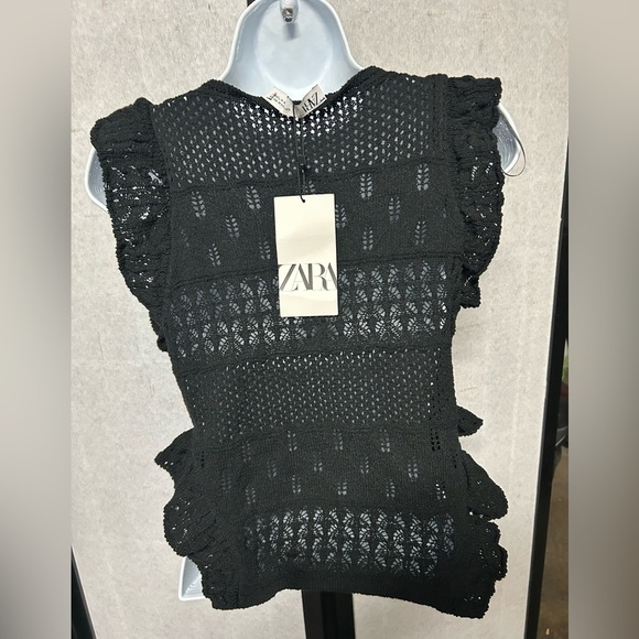 ZARA Black Lace Ruffle Top - Picture 7 of 9